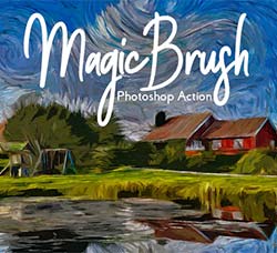 极品PS动作－逼真的魔力笔触油画(含高清视频教程)：Magic Brush Painting Action